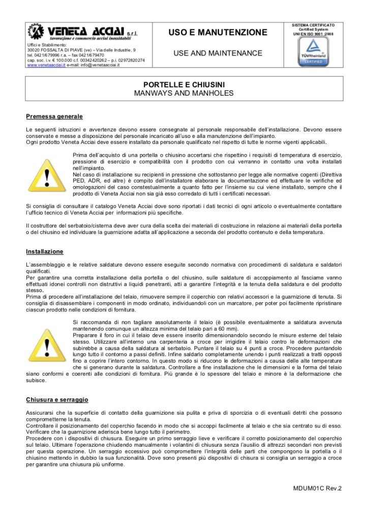 manutenzione portelle e chiusini